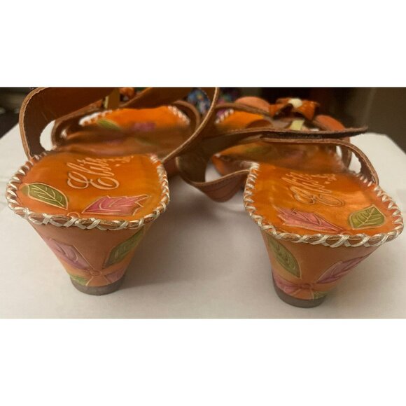 Elite Corkys Sweet Orange Leather Embellished Wedge Heel Slide Sandals 8 - Picture 7 of 12
